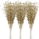 Sea Team 24-Pack Artificial Glitter Berry Stem Ornaments, Decorative Bead Sticks, Glittery Twigs, Picks, Branches for Christmas Tree, Small Vase, Holiday, Wedding, Party (17 Inches, Gold)