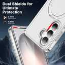 for Samsung Galaxy S26 Case with Magnetic Invisible Stand[Compatible with MagSafe] with Screen Protector Dual Layer Full Body Military Shockproof Translucent Phone Cover-White
