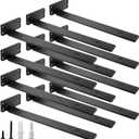 HITOMEN Heavy Duty Floating Shelf Brackets, 12-Inch (1/5'' Thick) Hidden Shelves Hardware, Cast Iron L Brackets, Rustic Industrial Black Metal Wall Shelving Supports, 12 Pack