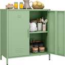 Steehoom Metal Storage Cabinet with 2 Door, Steel Locker Sideboard Buffet Cabinet Console Table for Home Office (Green, H35.43'')