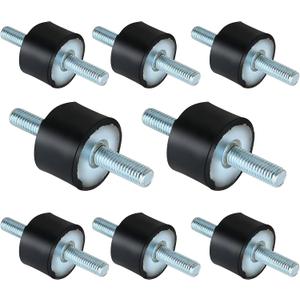 8Pack M8 Rubber Studs Shock Absorber Anti Vibration Isolator Mounts, M8-20mm Rubber Cylindrical Vibration Isolation Mount with 2 Threaded Studs, for Air Compressors, Pump, Garage Motor, Diesel Engines