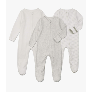 Aablexema Baby Footie Pajamas with Mittens - 3Pcs Infant Footed Sleeper Cotton Sleepwear Outfits, 9M Size