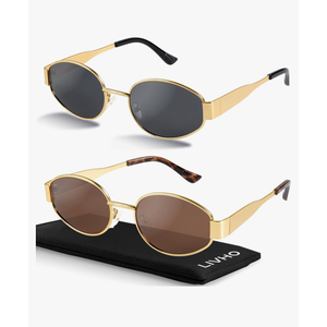 livho 2025 Trendy Oval Sunglasses - Stylish Polarized Shades for Everyday - Retro Metal Frames