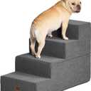 EHEYCIGA Dog Stairs for Bed 20" H, 4-Step Extra Wide Dog Steps for High Bed, Pet Steps for Small Dogs and Cats, Non-Slip Balanced Pet Ramp Indoor, Grey
