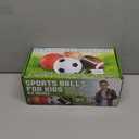 Sports Ball Set (4 Pack) - Rainbow Mini Basketball, Soccer, Football & Playground Balls w/Hand Pump - Fun Indoor Outdoor Toys for Toddlers, Little Kids, Preschoolers & Early Play (8.5 Inch - Pack of 4)