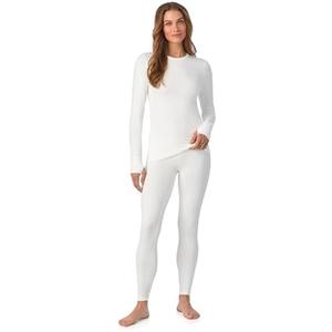 Cuddl Duds Women's Heavyweight Cold Weather Fleece Lined Thermal Set – Long Sleeve Top & Leggings - Winter Lounge Sets M