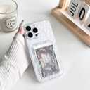 NITITOP Compatible with iPhone 14 Pro Max Case Clear with Card Holder Cute Floral Flower Leave Pattern for Women Girl Soft TPU Shock-Absorbing Wallet Case Protective Phone Cover - White2