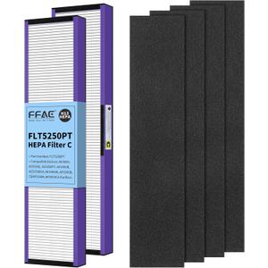 FLT5250PT Filter-C Replacement Filter Compatible with GermGuardian AC5250PT, AC5000E, AC5000, AC5350B, AC5350W, AC5350BCA, AC5300B Air Purifier, 2 Pack Pet Care HEPA + 4 Pre-Filters