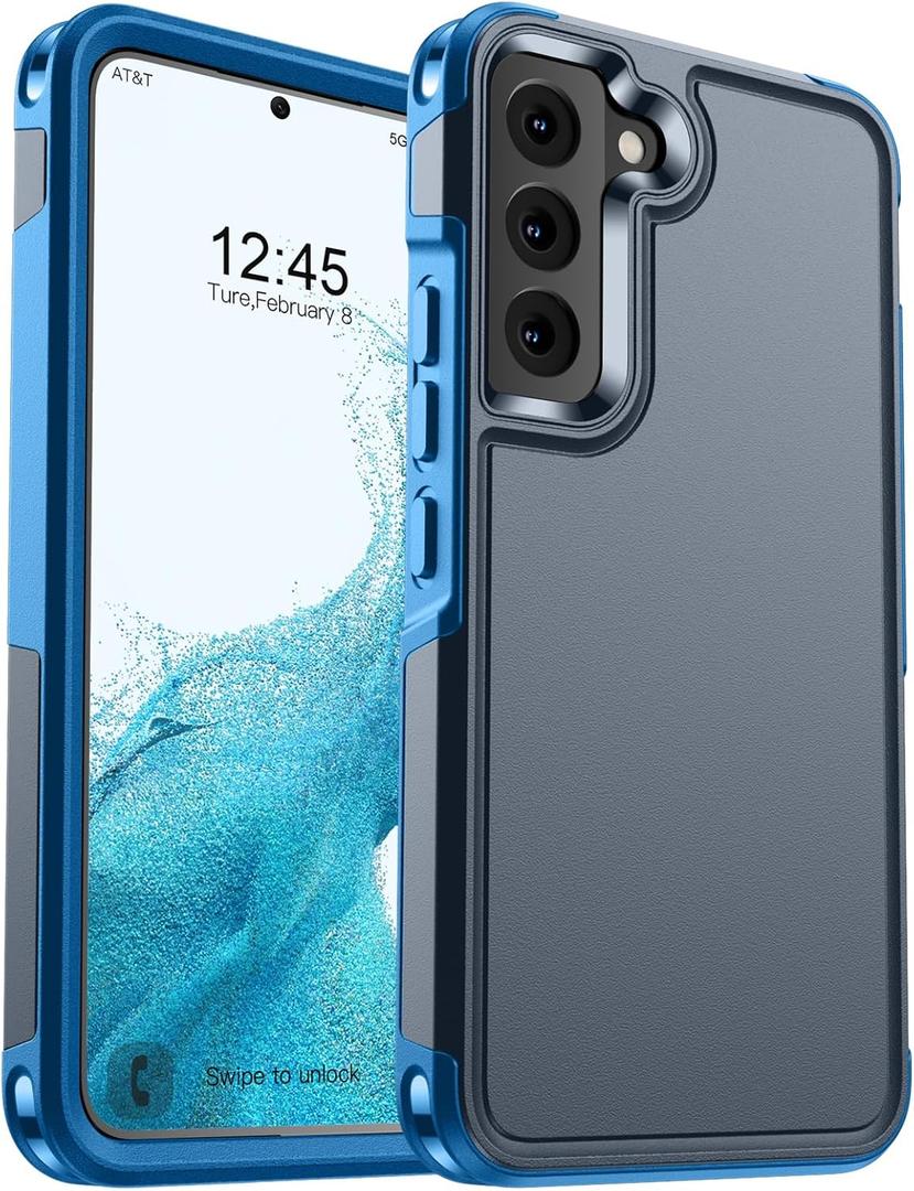 zapica Designed for Samsung Galaxy S22 Case, [Military Drop Protection] [Dual Layer Structure Design] Heavy Duty Shockproof Non-Slip Phone Cover for Galaxy S22, Deep Blue