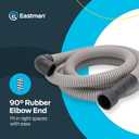 Eastman 6 Foot Dishwasher Drain Hose, Fit with 5/8 Inch, 7/8 Inch, or 1 Inch OD Drain Outlet, 90 Degree Rubber Elbow, Corrugated, Gray Polypropylene, 91227