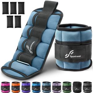 Sportneer Adjustable Ankle Weights for Women and Men 7 lbs/Pair Adjustable Leg Weights with Secure Straps, Strength Training Weighted for Yoga, Walking, Running, Aerobics, Gym, Physical Therapy (Dusty Blue)