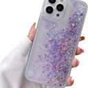 Miagon Luminous Effect Moving Quicksand Back Case Cover for iPhone 16 Plus,Noctilucent Glow in The Dark Flowing Glitter Sparkle Liquid Clear Bumper