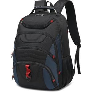 Boavan Laptop Backpack for men, 17.3 inch Laptop Bag with USB Port, Waterproof Travel Work Backpack Purse, Anti-Theft Teacher Nurse Doctor Casual Bookbags Office Business backpack，Black&Classic Navy
