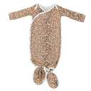 Copper Pearl Baby Gown - Knotted Newborn Sleepers for Baby Boy and Girl, Soft Stretchy Long Sleeve Infant Gowns with Bottom Tie and Hand Mittens, Perfect Hospital Coming Home Outfit (Fawn), L25'', W8''