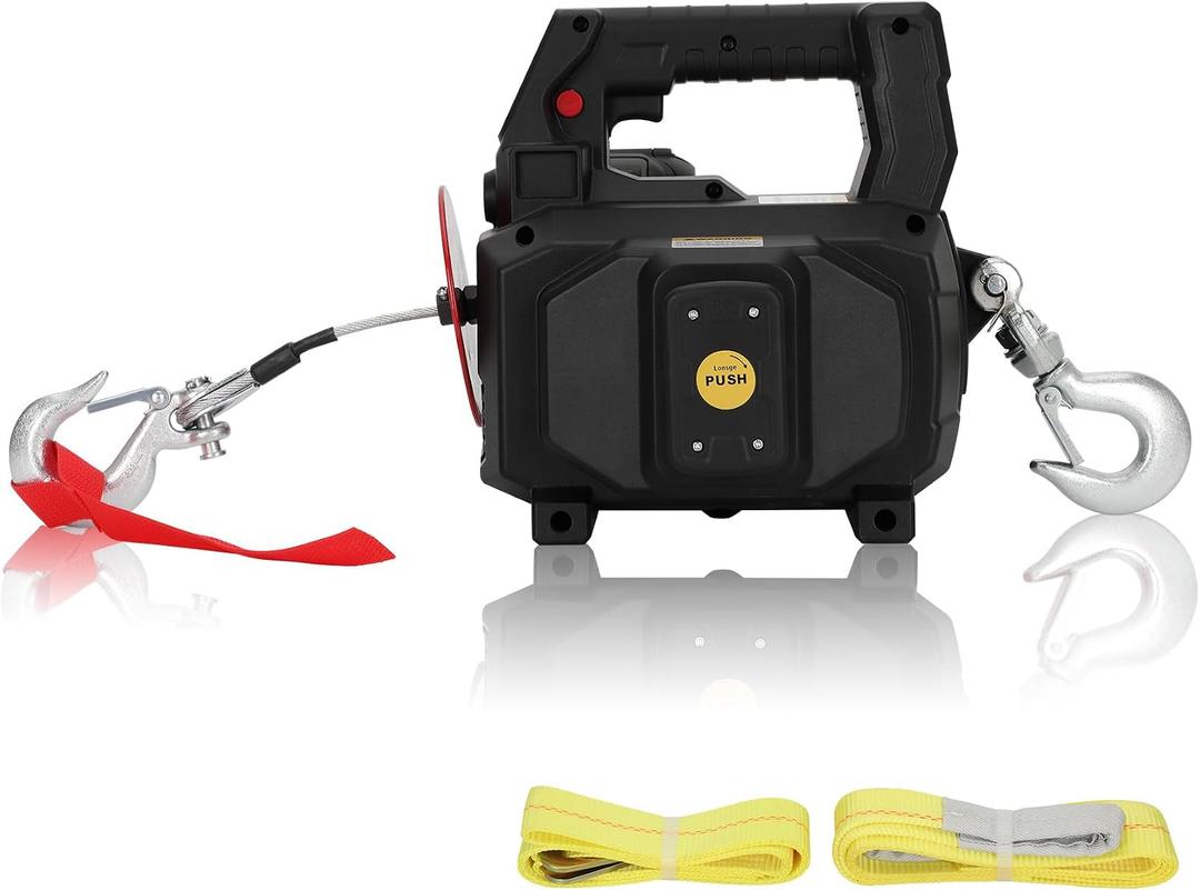 1000LB Battery Power Winch 40FT Steel Cable, Compatible with DeWALT Battery(Greater Than 20V 4.0ah),Portable Battery Winch with Remote,for Lifting (Black,Battery not Included)