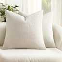 MIULEE Decorative Throw Pillow Covers 18x18 Pack of 2 White Couch Pillow Covers Soft Cozy Textured Chenille Pillowcases for Home Decor Sofa Living Room Cushion Bedroom