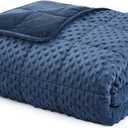 L'AGRATY Weighted Blanket for Adult - 80"x87" 25lbs Minky Dots Heavy Blanket with Glass Beads Soft Breathable for All-Season Summer Fall Winter Thick Comfort for Sleeping (23-Oceana)