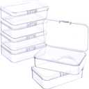 Jetec 5 Pieces Mini Plastic Clear Beads Storage Containers Box for Collecting Small Items, Beads, Jewelry, Business Cards, Game Pieces, Crafts (3.3 x 2.1 x 1 Inch)
