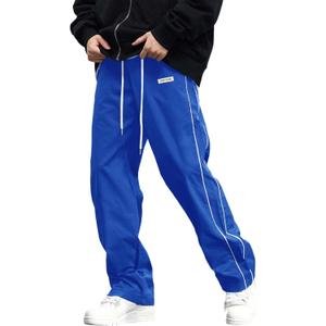 ZAFUL Men's Baggy Track Pants Y2K Streetwear Pants Drawstring Letter Pockets Casual Lounge Trousers (S)