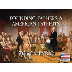 Founding Fathers Calendar 2026 Patriotic American History Monthly Wall Calender 12 Month | American Made In The USA