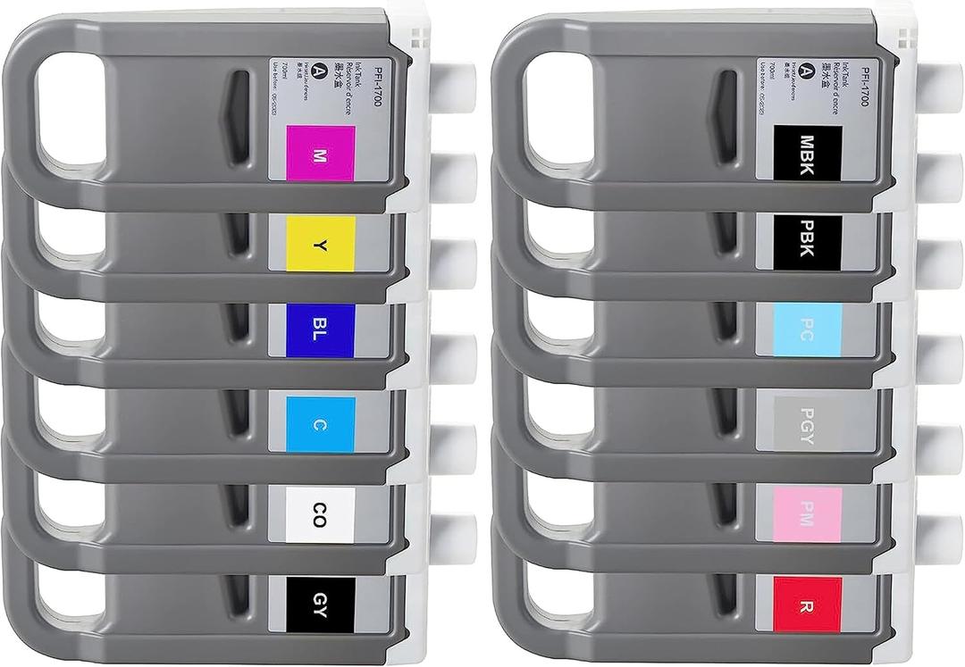 PFI-1700 Ink Cartridge 12 Pack Replacement for Canon PFI-1700 for Canon imagePROGRAF Pro2000,2100 Pro 4000s,4100,6000s,6100,6100S,4100S (MBK PBK C M Y R GY B PGY PC PM CO 12-Pack Pigment Ink)