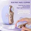 2 x Electric Nail Clipper,Electric Nail File,3 in 1 Automatic Nail Trimmer with Polishing,Automatic Nail Grinder for Women,Electric Nail Trimmer with Nail File Nail Buffer for Men,Baby, Seniors (Purple)