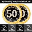 2 x 40Pcs 50th Birthday Decorations Black and Gold Paper Plates and Napkins Party Supplies as 50 Year Old Gifts for Women Men Black and Gold 1975 Birthday Decorations