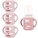 3 Pack Silicone Sleeves Compatible with Dr Brown Wide-Neck Glass Baby Bottles 5 OZ, Anti Breakage Silicone Handles Compatible with Dr. Brown's Glass Bottles for Babies (Pink, 5 OZ)