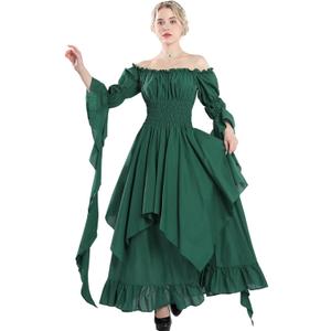 NSPSTT Victorian Dress Renaissance Costume Women Gothic Witch Dress Medieval Wedding Dress (XXL/ 3XL