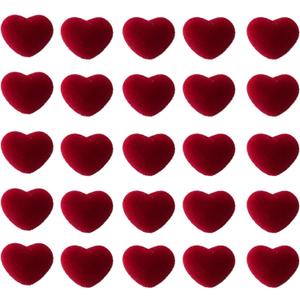 Mollensiuer 30Pcs Velvet Red Heart Beads for DIY Craft Jewelry Making