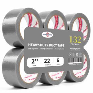 Duct Tape Heavy Duty, Heavy Object Packaging, and Home Repairing,Strong Adhesive Duct Tape for Indoor Outdoor Repairs, 2-inch by 22-Yard, 6-Roll,Total 132 Yards (Silver)