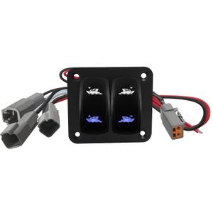 Marine Blue Led Trim Tabs Switch Panel Kit with Wiring Harness for Boat Console Control 12V/24V Waterproof