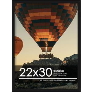 Fisnish 22x30 Picture Frame Black, with HD Plexiglass Durable and Scratch-proof for Horizontal or Vertical Wall Mounting, 1 Pack