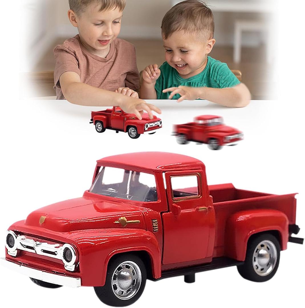 Little Red Truck Toy for Toddlers 2 3 4 5 6 7 8 Year Old Boys Girls,1:32 Alloy Toddlers Car Toy Driveable,Car Door Can Open,Toy Trucks for Kids Easter Christmas Birthday Gifts