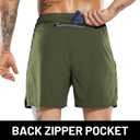 MIER Men's Running Shorts 7" Quick Dry Gym Athletic Workout Shorts with Zipper Pockets