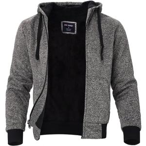 Facitisu Heavyweight Sherpa Lined Fleece Hoodie Sweatshirts for Men Winter Zip Plus Size Jacket, 3XL