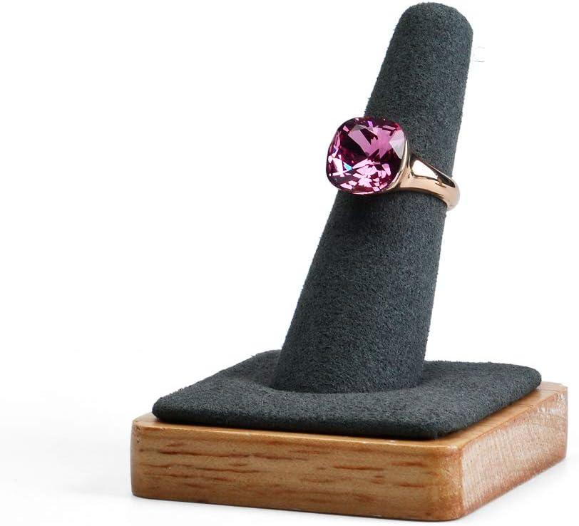 Oirlv Single Finger wooden ring display stand Jewelry Showcase Display Holder (Grey)