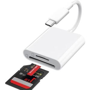 USB C SD Card Reader for iPhone 17/16/15 Series, USB-C to SD/Micro SD Memory Card Adapter for iPad/Mac Pro/Air, USBC/Type C Camera Card Reader for Phone, Laptop and More USBC Devices