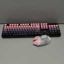 Wireless Keyboard and Mouse, MOFII 104 Round Keycaps Retro Typewriter with OTG & Brush, Full-Size Ergonomic, Ideal for Windows PC, Home, Office and College Peach Pink