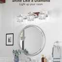VOLISUN Crystal Vanity Lights for Bathroom, 3 Light Modern Stainless Steel Chrome Bathroom Vanity Light Fixture Over Mirror - UL Certificated (Bulb Not Included)