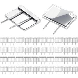 Amylove 40 Pcs Silver Cubicle Pins Partition Long Push Pins Fabric Clips Cubicle Name Plate Holders for Office Furniture Corkboard Fabric Mounting