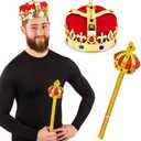 Funny Party Hats Kings Crown - Royal King's Crown and Scepter - Costume Hats - Dress Up Set