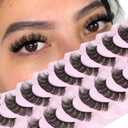 Losha Eyelashes DD Curl Russian Strip Lashes Wispy False Eyelashes that Like Lash Extensions 10 Pairs Soft Fake Lashes Pack (D03)