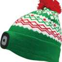 Unisex Beanie with The LED Light, Valentines Day Gifts for Him Women Mather Father USB Rechargeable Headlamp Caps (Green)