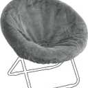 HOMBYS Faux Fur Cover for Saucer Chair, Removable Round Moon Chair Slipcover (Without Chair, Only A Cover), Ultra Soft and Waterproof Chair Cover for Saucer Chairs Size Between 28-30 in x 29-32 in