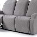 VANSOFY Recliner Cover, 3-Pieces Stretch Reclining Couch Covers with Pockets Reclining Sofa Slipcovers 3 Seater Soft Washable Furniture Protector for Dogs Cats(Light Gray)