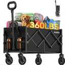 Collapsible Foldable Wagon with Wheels Heavy Duty Folding Wagons Carts 360LBS Weight Capacity Portable All Terrain Utility Wagon Cart for Groceries Sports Garden Shopping Camping Beach Fishing