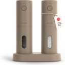 LARS NYSM Electric Salt and Pepper Grinder Set, USB Rechargeable, Automatic Salt and Pepper Mills, Spice Shakers Refillable with LED Light, Adjustable Coarseness, Ceramic Grinder (Taupe Brown)