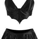 SOLY HUX Womens Lingerie Set Spaghetti Strap 2 Piece Goth Wireless Bras and Panties Set (Small, Pure Black)