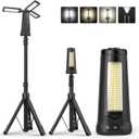 Rechargeable Camping Light with Stand 7 ft Max Height, 15000mAh Portable Cordless LED Work Light, 5500 Lumen 6500/4500/3500K Dimmable Emergency Flashlight with Detachable Tripod, Black